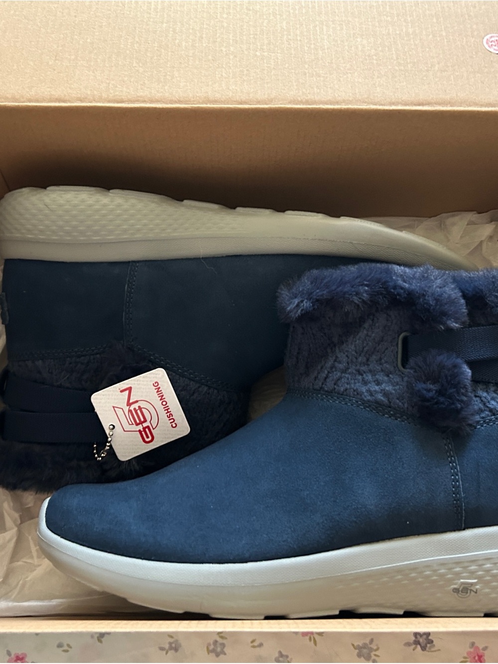 Skechers Navy Faux Fur Ankle Booties New in Box